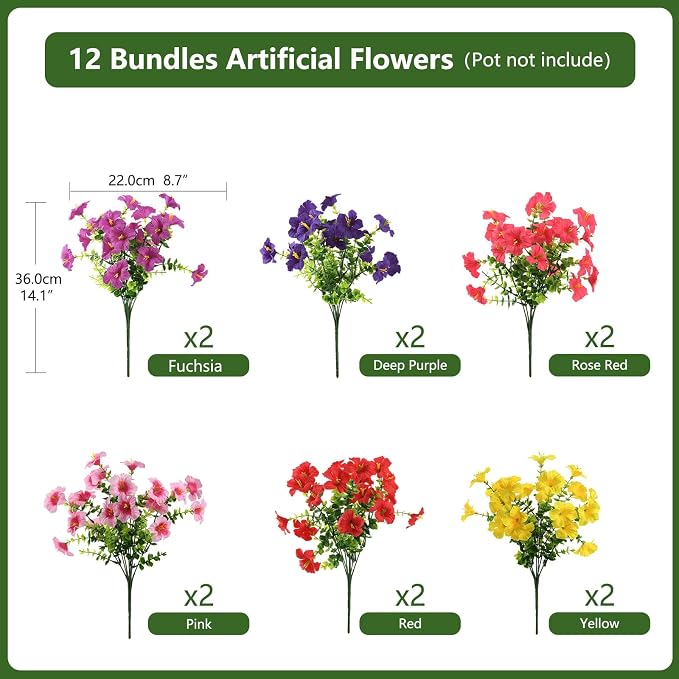 INQCMY Artificial Fake Petunias Flowers - Image 2