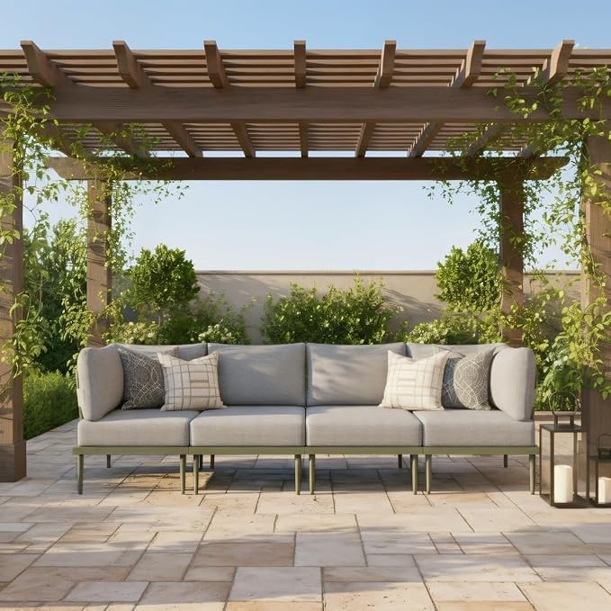 Sundale Outdoor 4 Pieces Patio Furniture Set, Metal Sectional Sofa Patio - Image 3