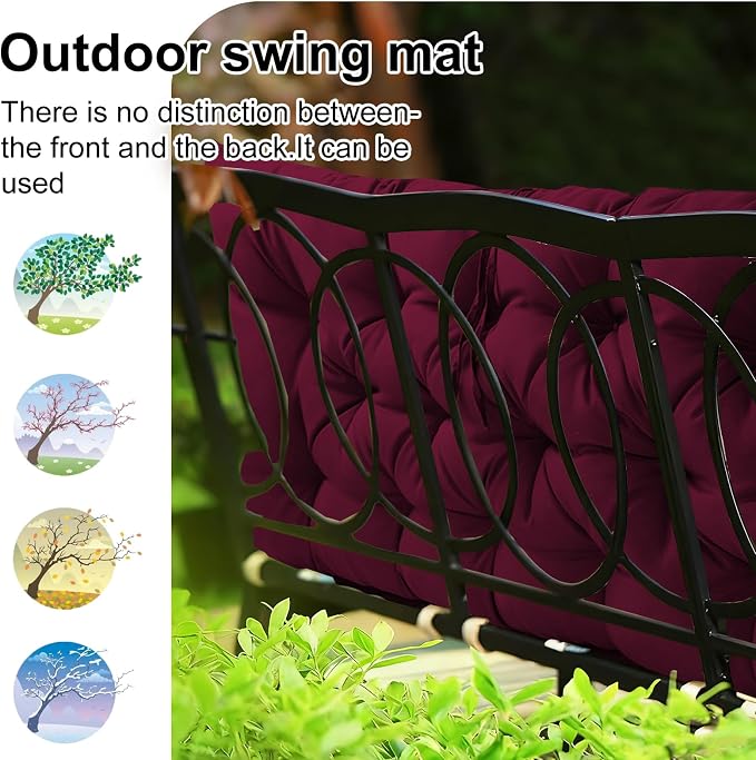 Waterproof Porch Swing Cushion Replacement, Thick 4" 2–3 Seat Outdoor Swing - Image 4