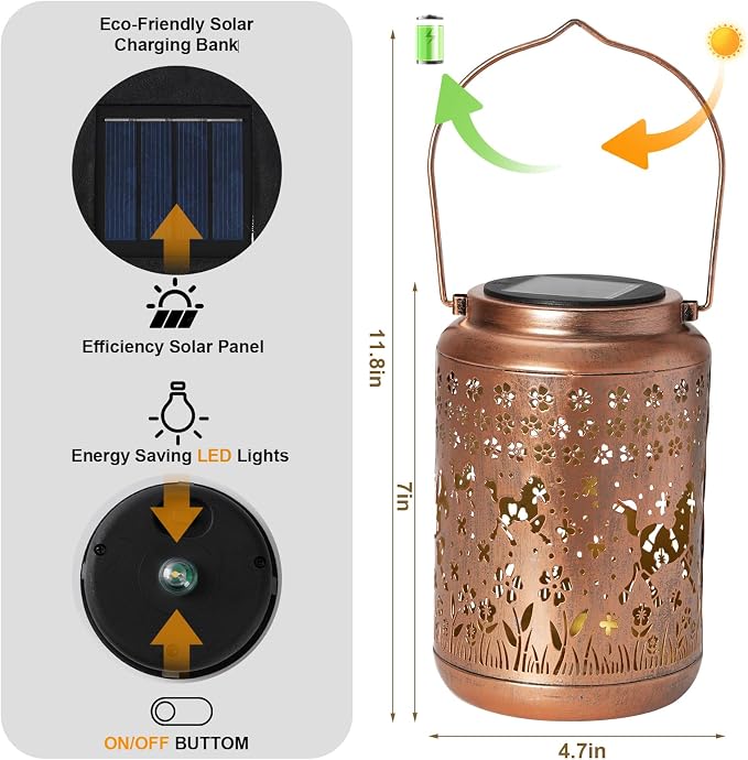 Horse Solar Lantern Outdoor Horse Decor Garden Decor Waterproof Light Hanging - Image 5