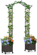 Giantex 8.2 FT Garden Arch Trellis w/ 2 Self-Watering Planter Boxes, Metal by Giantex