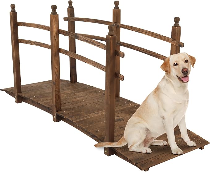 VINGLI 7.5 ft Garden Bridge, Arch Walkway Wooden Bridge by VINGLI