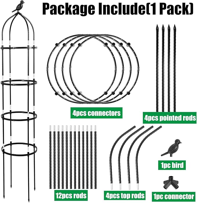 6FT Garden Obelisk Trellis for Climbing Plants, 70”Metal Plant Support Tower - Image 5
