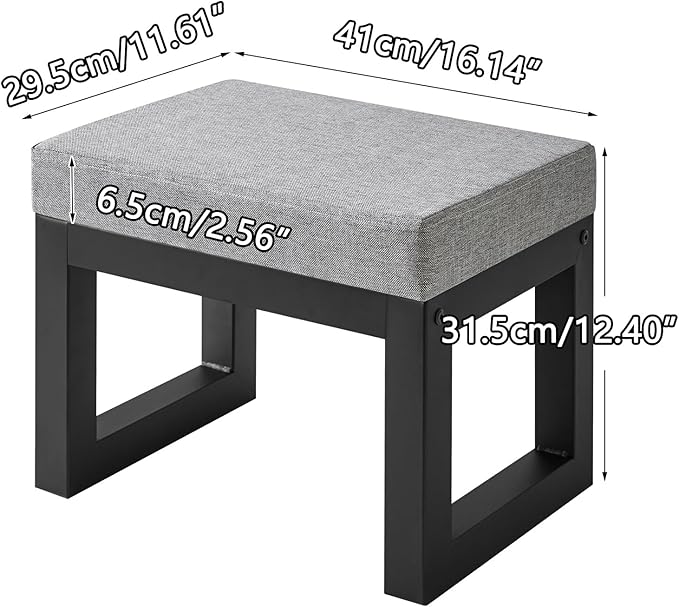 IBUYKE 16 Inch Small Foot Stool Ottoman, Rectangle Linen Foot Rest - Image 3