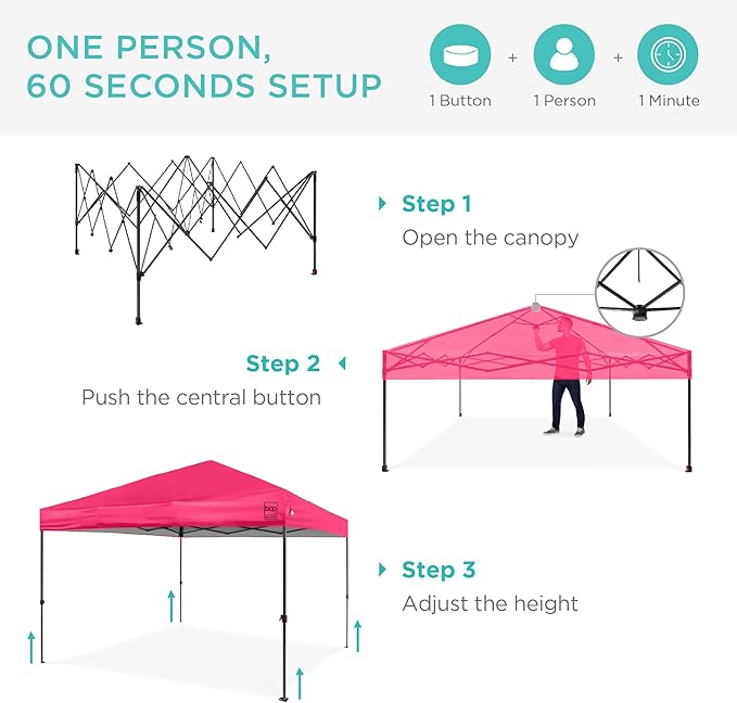 Best Choice Products 10x10ft Pop Up Canopy Tent, Outdoor Shade, 1 Person 1 - Image 2