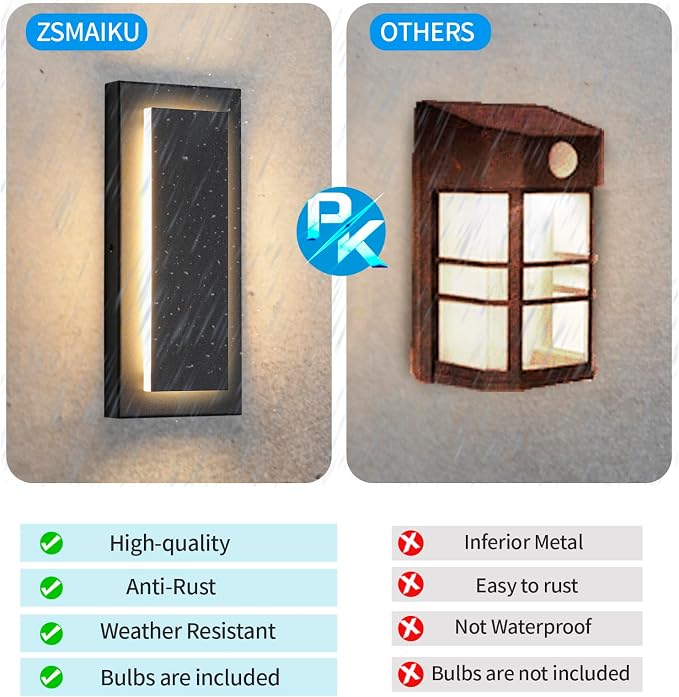 11.8" Outdoor Wall Lights, Exterior Light Fixtures Wall Mount, 3000K Warm White - Image 8