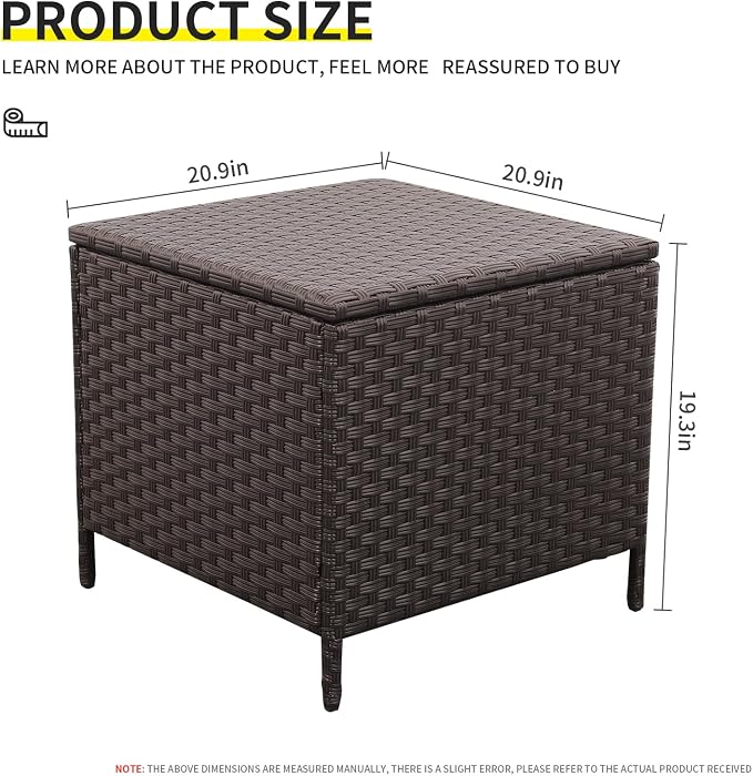 Outdoor Wicker Storage Side Table, Patio Brown PE Rattan End Table - Image 2