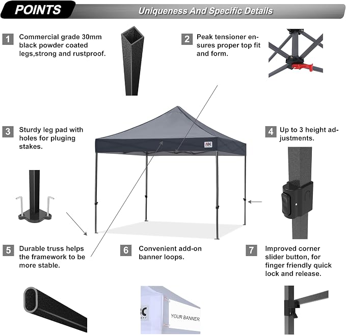 ABCCANOPY Patio Pop Up Canopy Tent 10x10 Commercial-Series - Image 3