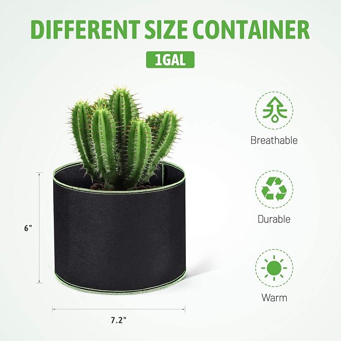 Delxo 20-Pack 1 Gallon Grow Bags, Garden Planting Bag - Image 2