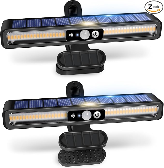 Clip On Solar Motion Lights Outdoor Waterproof, 2 Pack Motion Sensor Outdoor by SunlightEncounter