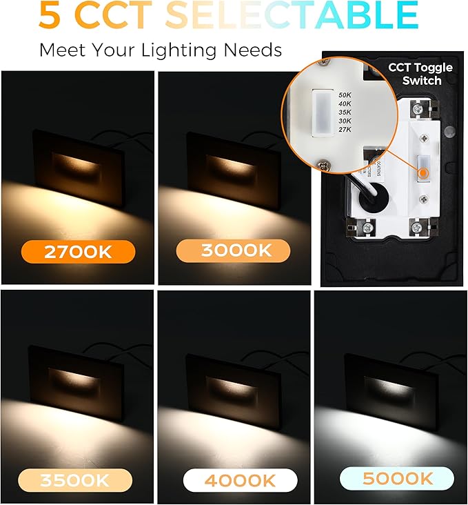 CLOUDY BAY 120V Dimmbale 5 Color LED Indoor Outdoor Step Light, - Image 3