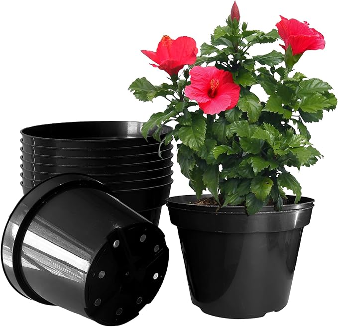 10 Inch Plastic Nursery Pots for Plants 10 Pack Plant Pots by RooTrimmer