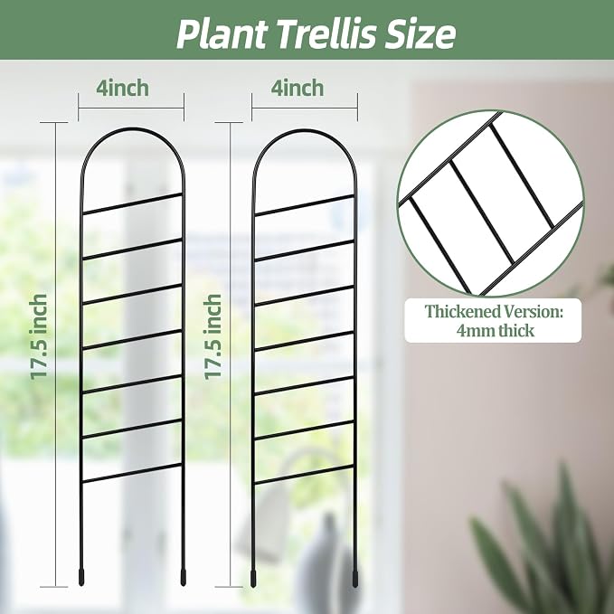 17.5 Inch Indoor Plant Trellis for Climbing Plants, Small Metal Garden Trellis - Image 2