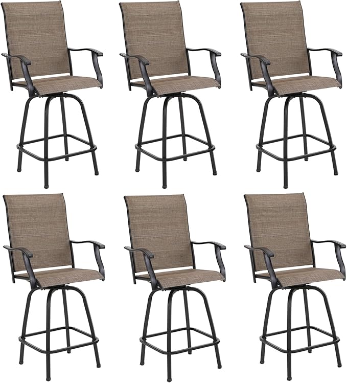 PHI VILLA Outoor Swivel Bar Stools Set of 6 by PHIVILLAThepioneerofcomfortablehouseholdsupplies