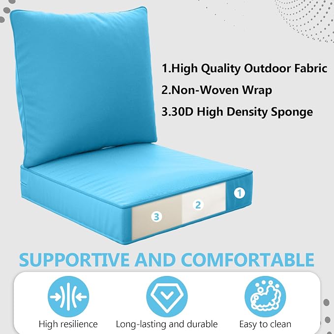 24" x 24" x 6" Outdoor Deep Seat Cushions Set - Image 5