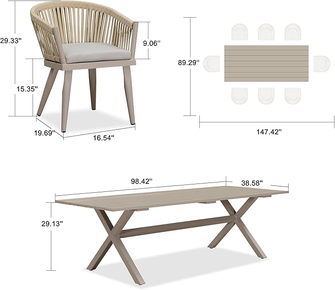 PURPLE LEAF 9 Piece Longer Outdoor Dining Set - Image 7