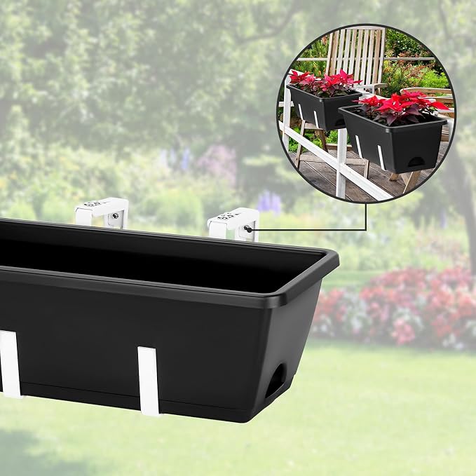 smusei Railing Planter Box 4 Pack Window Boxes Planters - Image 7