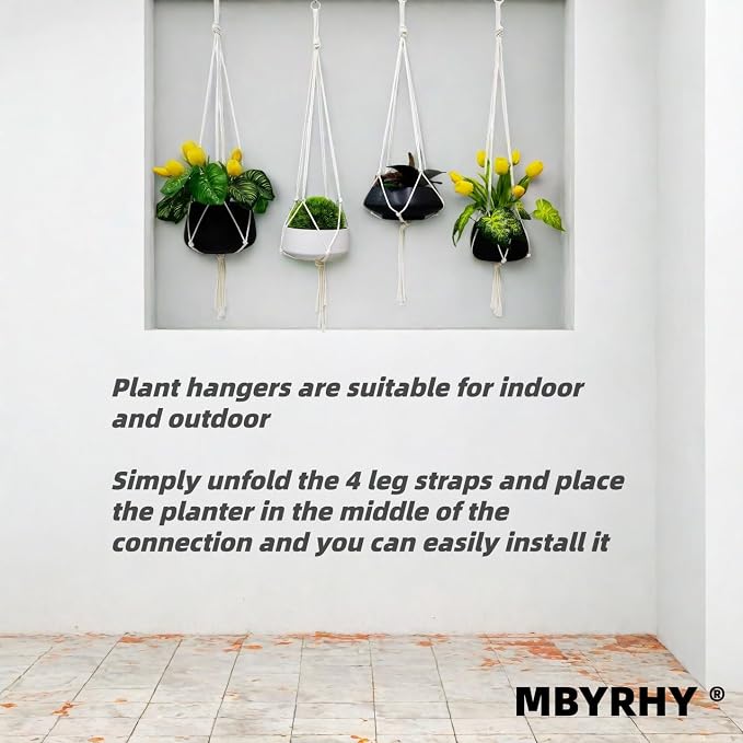 Macrame Plant Hanger 2 Pcs Hanging Planters - Image 7