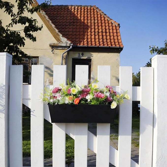 3 Pack Metal Railing Planters, 16 Inch Large Rectangular Hanging Flower Pots - Image 7