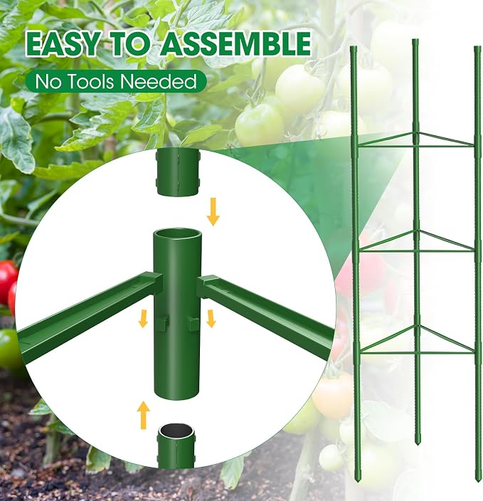 6 Pack Tomato Cages, 51.2in Tomato Plant Support Stakes Heavy-Duty, Garden - Image 5