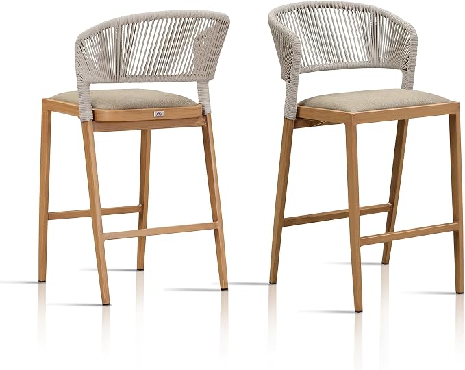 PURPLE LEAF Counter Height Bar Stool Set of 2 Outdoor Stool Chair by PURPLELEAF