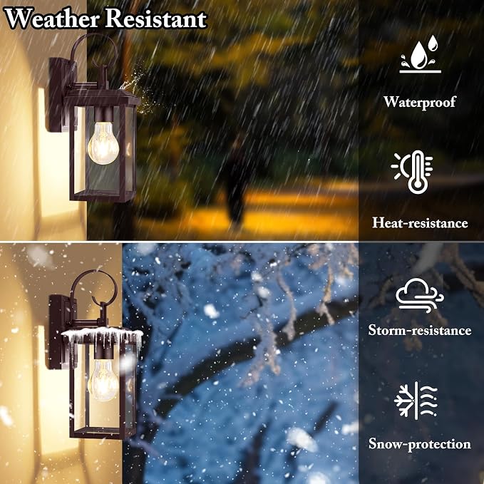 BesLowe 2-Pack Outdoor Wall Light Fixtures, Exterior Lighting Fixtures Wall - Image 2