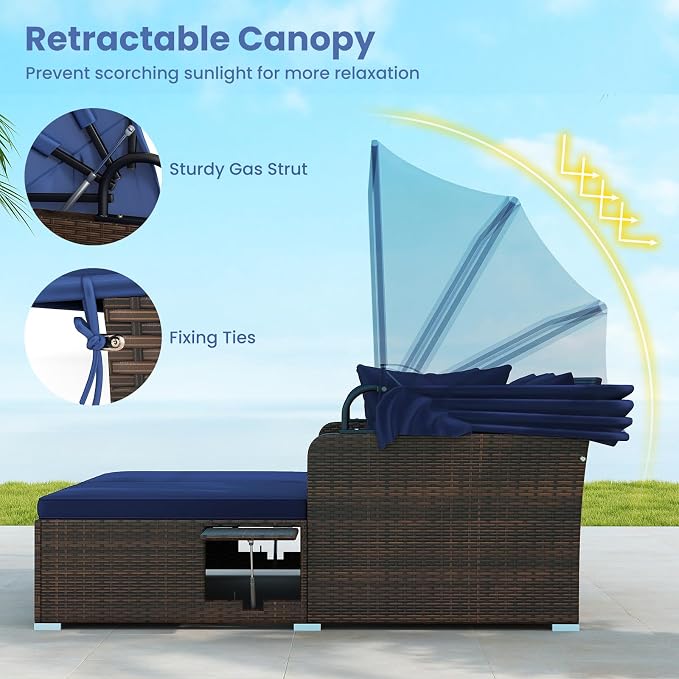 ORALNER Outdoor Daybed, 2-Person Wicker Patio Sofa - Image 3