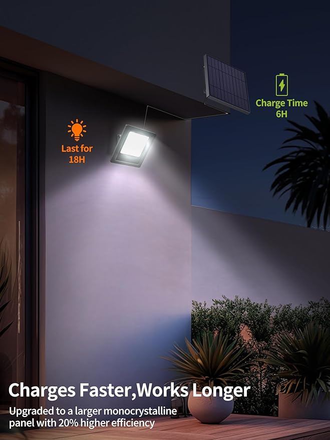 Solar Lights Outdoor 6500K Cool White Solar Flood Lights, Waterproof Dusk to - Image 4
