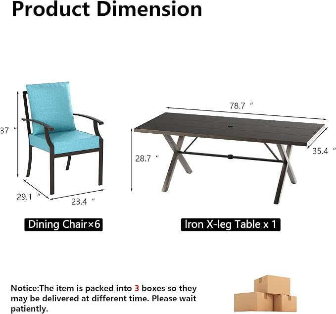 Kullavik 7 PCS Outdoor Dining Table Set - Image 2