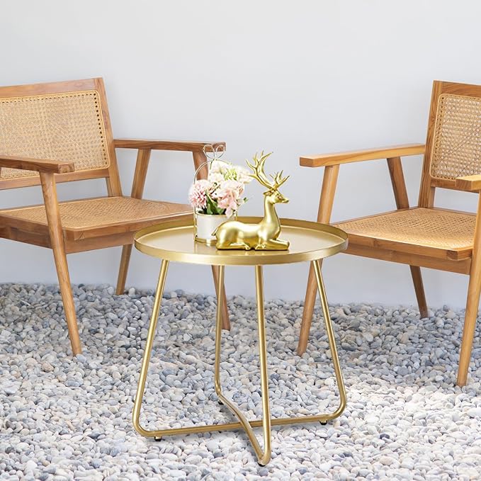 danpinera Outdoor Side Tables, Weather Resistant Steel Patio Side Table - Image 6