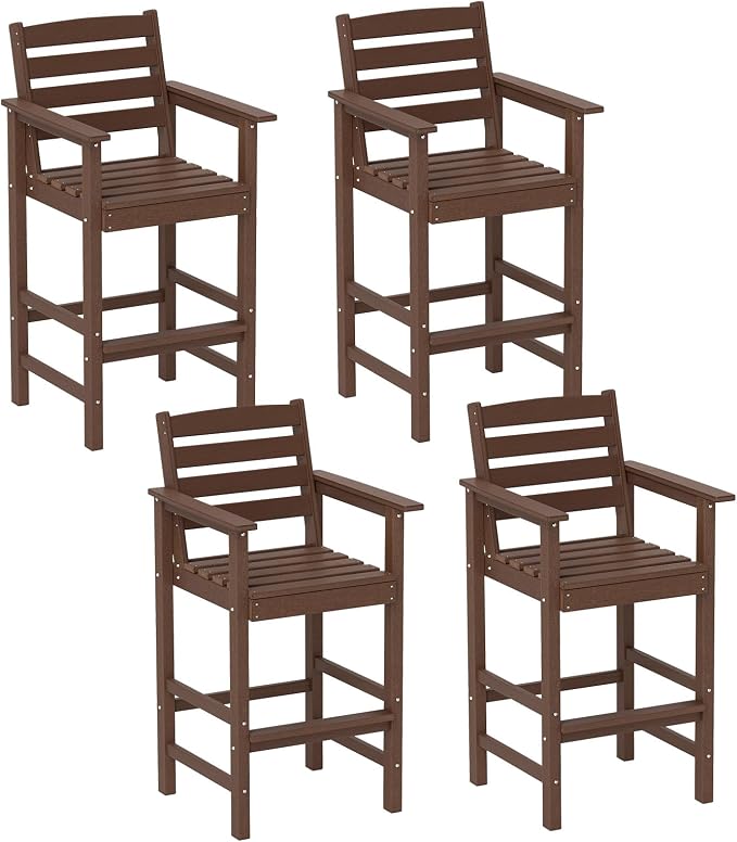Tangkula Patio Adirondack Chairs Set of 4, HDPE Bar Height Chair by TANGKULA