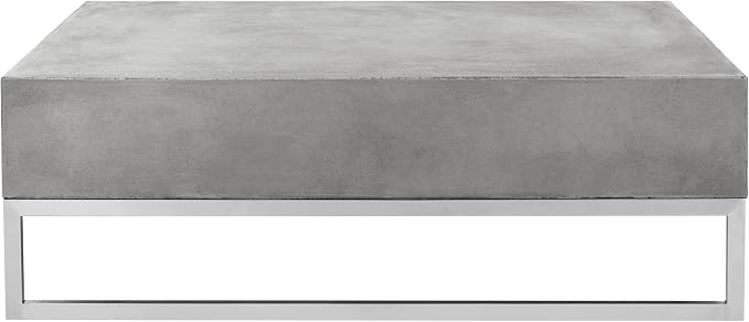 SAFAVIEH Outdoor Collection Eartha Modern Dark Grey Concrete Coffee Table - Image 7