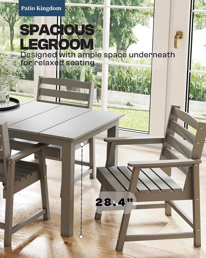 9-Piece Outdoor Dining Set for 8, 75.2" HDPE Table - Image 5