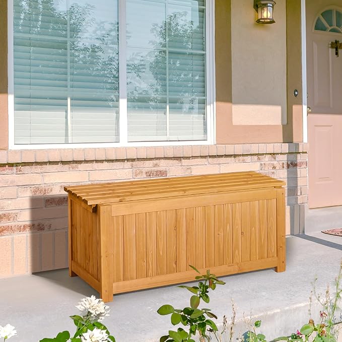 VINGLI Outdoor Wood Bench with Planter Boxes, 2-in-1 All-Weather Porch Bench - Image 8