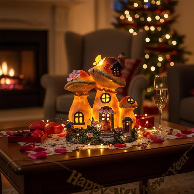 Solar Garden Statue Lights Mushroom Mothers Day Decorations Fairy House - Image 9