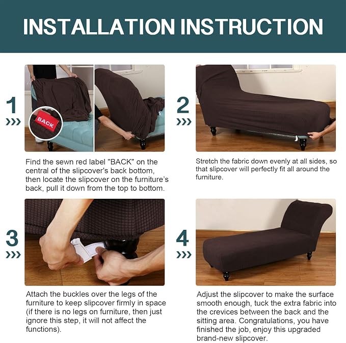 FantasDecor Chaise Lounge Cover Stretch Armless Chair Slipcover - Image 7