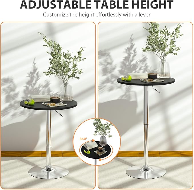 Adjustable Bar Table Cocktail Table Pub Drink Table, Hydraulic Small Round - Image 6