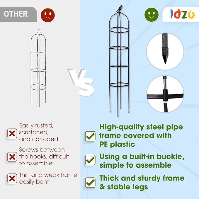 Idzo Plastic Obelisk Trellis for Climbing Plants Outdoor 5.8 Feet Tall - Image 3