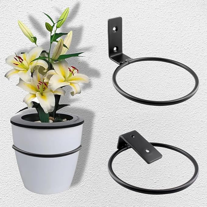 6 Pack 4 inch Flower Pot Holder Ring, Flower Pot Holder Ring Wall Mounted Set - Image 6