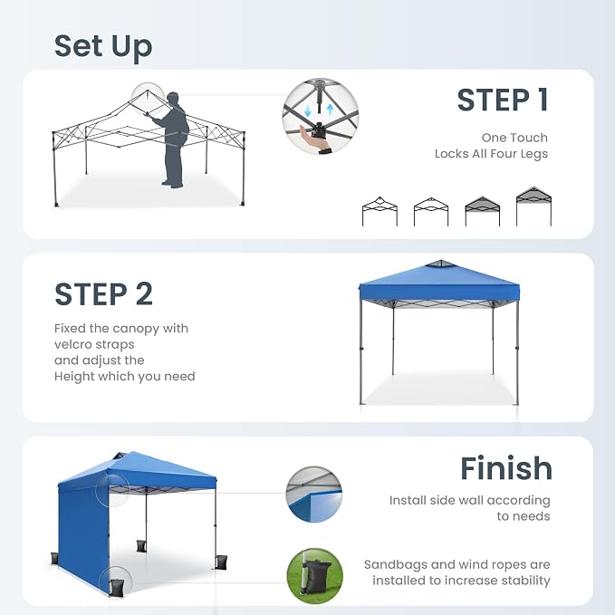 PHI VILLA Canopy Tent 10x10 Pop Up Canopy Outdoor Shade - Image 4