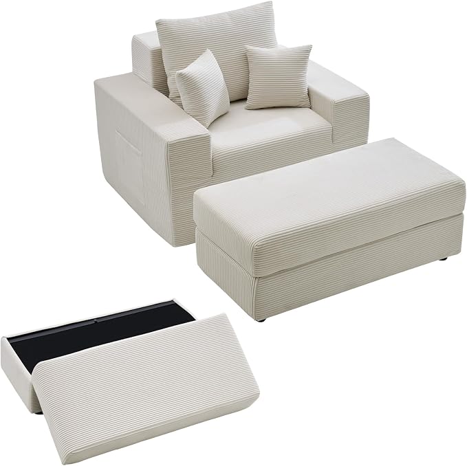 VEVOR Chaise Lounge Chair, 44 in Boneless Modular Chaise Lounge Indoor by VEVOR