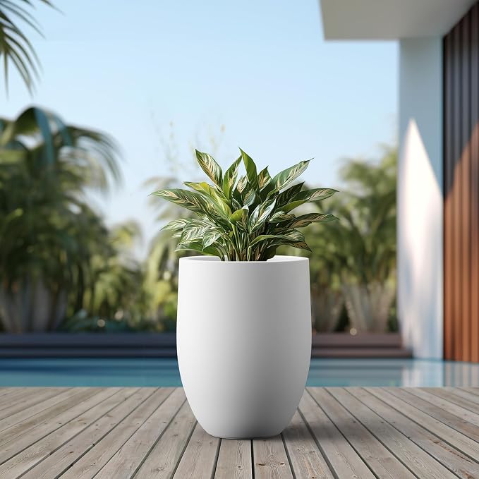 Kante 21.7 Inch Tall Concrete Planter, Large Indoor Outdoor Plant Pot - Image 6