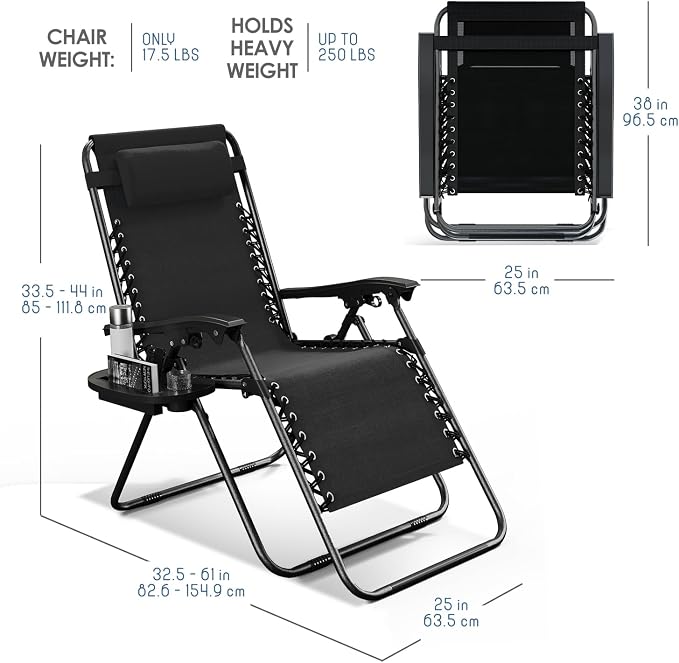 Nestl Zero Gravity Chairs Set of 4, Patio Lounge Chair Outdoor - Image 3