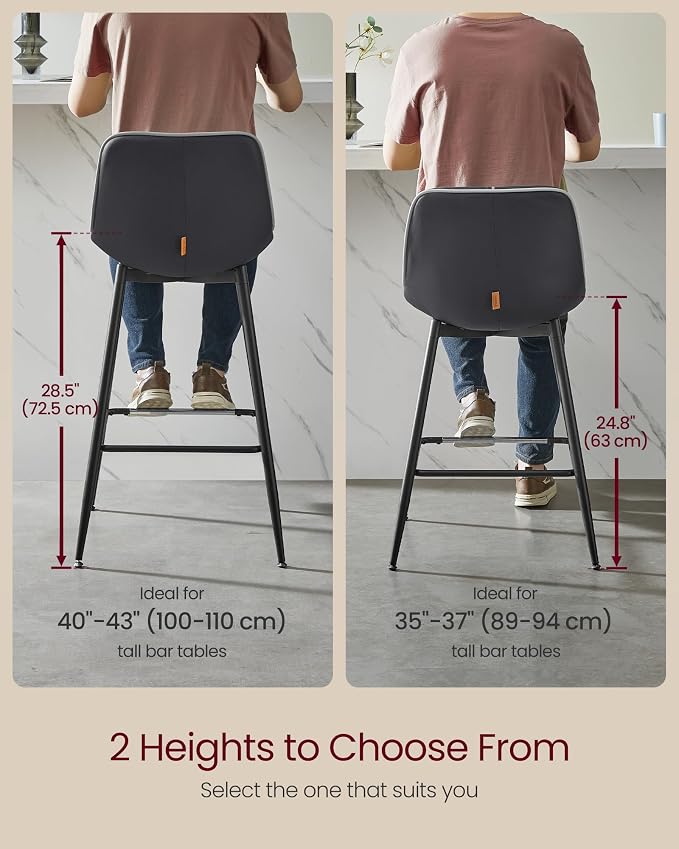 VASAGLE Bar Stools Set of 2, Bar Height Bar Stools - Image 3