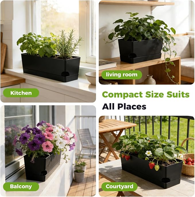 Self Watering Pots for Indoor Plants 17 Inches Window Boxes Planters - Image 9