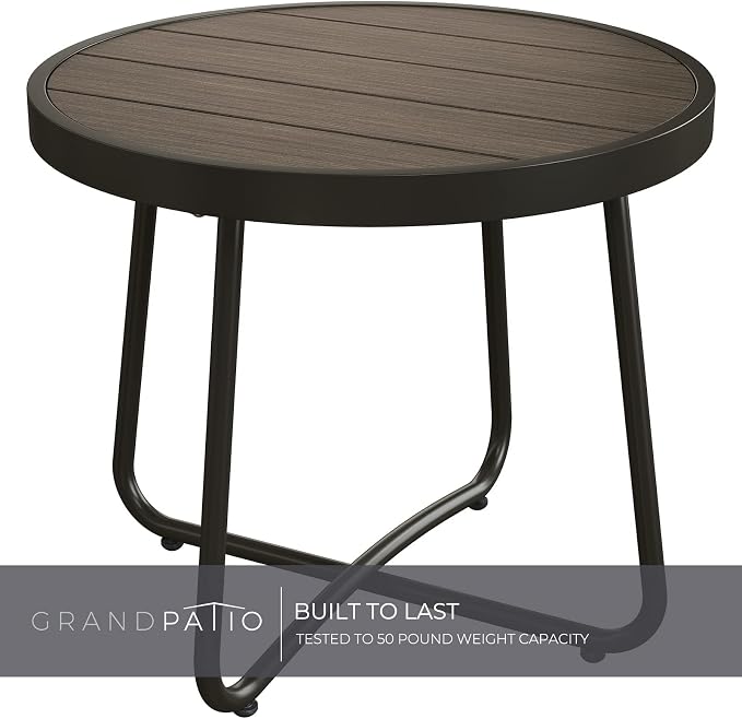 Grand patio Outdoor Side Table, Round End Table - Image 9