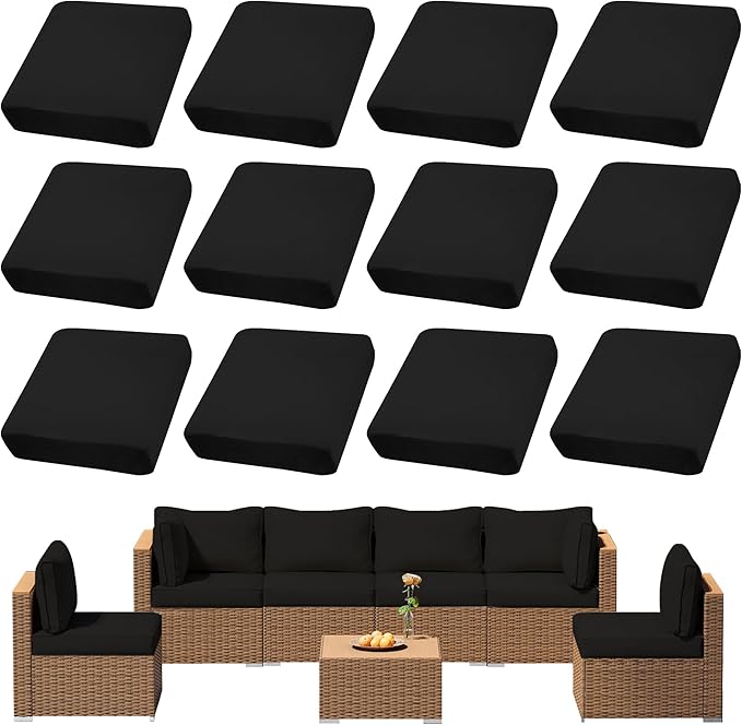 12Pcs Outdoor Cushion Covers, Patio Cushion Covers, Stretch Elastic Slipcovers by dreahoteztil