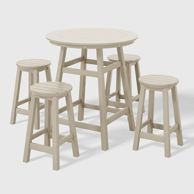 WestinTrends Malibu 5-Piece HDPE Outdoor Patio Dining Bar Bistro Table Set by WestinTrends
