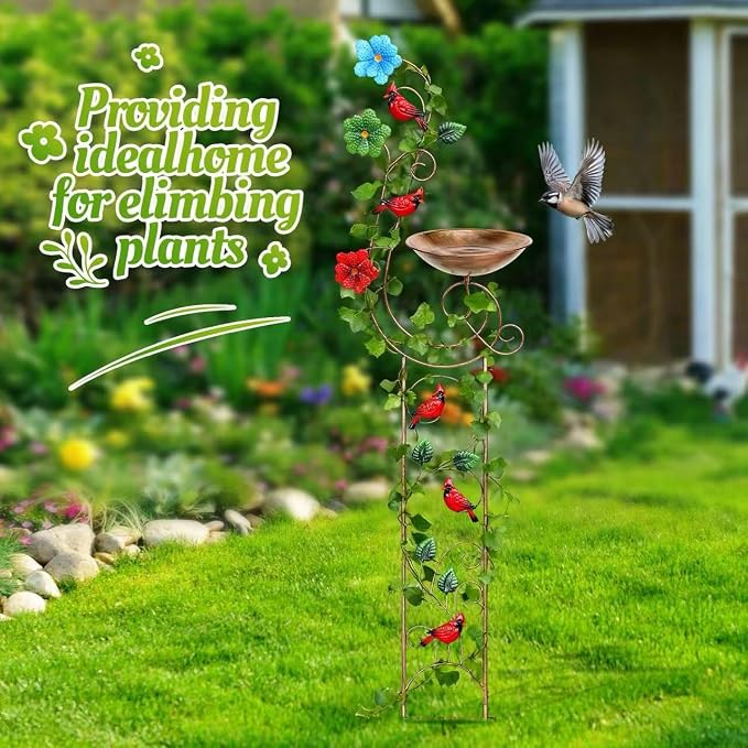 Bird Baths with Trellis for Climbing Plants Outdoor, Small Garden Plant Trellis - Image 5
