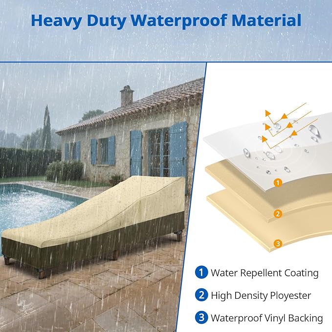 SunPatio Chaise Lounge Cover Outdoor Waterproof, Heavy Duty 2 Pack Patio Lounge - Image 5